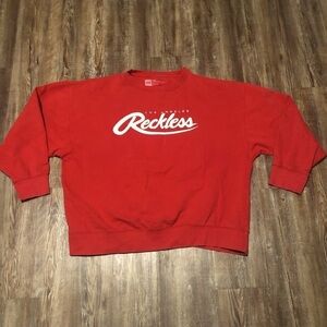 Young & Reckless Sweatshirt Men's 2XL Red Pullover Crewneck LA Ribbed Streetwear